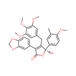 COc1ccc([C@@]2(O)OC(=O)C(c3ccc4c(c3)OCO4)=C2Cc2cc(OC)c(OC)c(OC)c2)cc1C ZINC000013761549