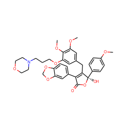 COc1ccc([C@@]2(O)OC(=O)C(c3ccc4c(c3)OCO4)=C2Cc2cc(OC)c(OC)c(OCCCN3CCOCC3)c2)cc1 ZINC000026274385