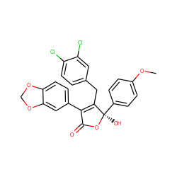 COc1ccc([C@@]2(O)OC(=O)C(c3ccc4c(c3)OCO4)=C2Cc2ccc(Cl)c(Cl)c2)cc1 ZINC000013761451