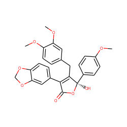 COc1ccc([C@@]2(O)OC(=O)C(c3ccc4c(c3)OCO4)=C2Cc2ccc(OC)c(OC)c2)cc1 ZINC000013761503