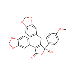 COc1ccc([C@@]2(O)OC(=O)C(c3ccc4c(c3)OCO4)=C2Cc2ccc3c(c2)OCO3)cc1 ZINC000013761507