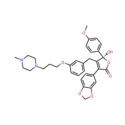 COc1ccc([C@@]2(O)OC(=O)C(c3ccc4c(c3)OCO4)=C2Cc2cccc(OCCCN3CCN(C)CC3)c2)cc1 ZINC000026284167