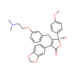 COc1ccc([C@@]2(O)OC(=O)C(c3ccc4c(c3)OCO4)=C2Cc2cccc(OCCN(C)C)c2)cc1 ZINC000013798160