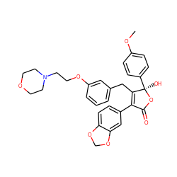 COc1ccc([C@@]2(O)OC(=O)C(c3ccc4c(c3)OCO4)=C2Cc2cccc(OCCN3CCOCC3)c2)cc1 ZINC000026273581