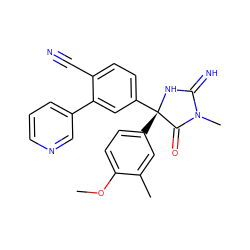 COc1ccc([C@@]2(c3ccc(C#N)c(-c4cccnc4)c3)NC(=N)N(C)C2=O)cc1C ZINC000035817498