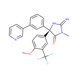 COc1ccc([C@@]2(c3cccc(-c4cccnc4)c3)NC(=N)N(C)C2=O)cc1C(F)(F)F ZINC000045320979