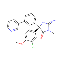 COc1ccc([C@@]2(c3cccc(-c4cccnc4)c3)NC(=N)N(C)C2=O)cc1Cl ZINC000034661181