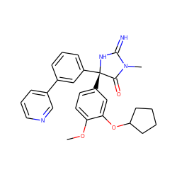 COc1ccc([C@@]2(c3cccc(-c4cccnc4)c3)NC(=N)N(C)C2=O)cc1OC1CCCC1 ZINC000035972120