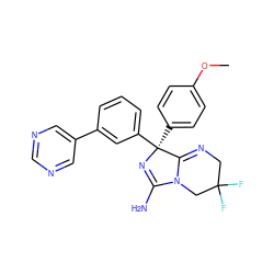 COc1ccc([C@@]2(c3cccc(-c4cncnc4)c3)N=C(N)N3CC(F)(F)CN=C32)cc1 ZINC000073294942