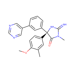 COc1ccc([C@@]2(c3cccc(-c4cncnc4)c3)NC(=N)N(C)C2=O)cc1C ZINC000038215393