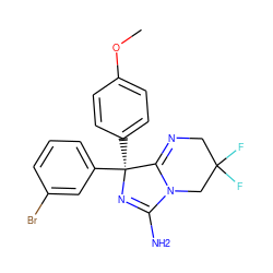 COc1ccc([C@@]2(c3cccc(Br)c3)N=C(N)N3CC(F)(F)CN=C32)cc1 ZINC000073313176