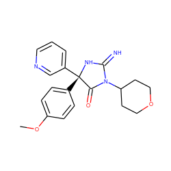 COc1ccc([C@@]2(c3cccnc3)NC(=N)N(C3CCOCC3)C2=O)cc1 ZINC001772628124