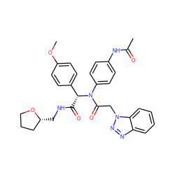 COc1ccc([C@@H](C(=O)NC[C@@H]2CCCO2)N(C(=O)Cn2nnc3ccccc32)c2ccc(NC(C)=O)cc2)cc1 ZINC000038145792