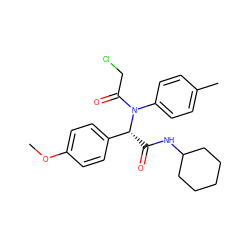 COc1ccc([C@@H](C(=O)NC2CCCCC2)N(C(=O)CCl)c2ccc(C)cc2)cc1 ZINC000003035299