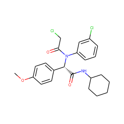 COc1ccc([C@@H](C(=O)NC2CCCCC2)N(C(=O)CCl)c2cccc(Cl)c2)cc1 ZINC000008682987