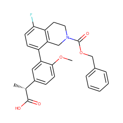 COc1ccc([C@@H](C)C(=O)O)cc1-c1ccc(F)c2c1CN(C(=O)OCc1ccccc1)CC2 ZINC000144225342