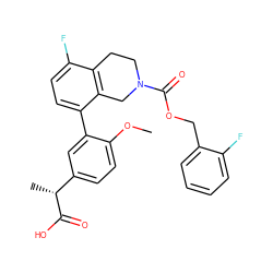 COc1ccc([C@@H](C)C(=O)O)cc1-c1ccc(F)c2c1CN(C(=O)OCc1ccccc1F)CC2 ZINC000144083834
