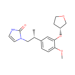 COc1ccc([C@@H](C)Cn2cc[nH]c2=O)cc1O[C@@H]1CCOC1 ZINC000013438881