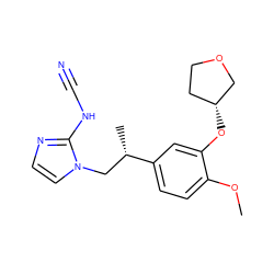 COc1ccc([C@@H](C)Cn2ccnc2NC#N)cc1O[C@@H]1CCOC1 ZINC000013438972