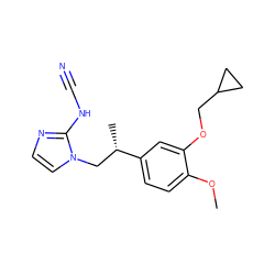 COc1ccc([C@@H](C)Cn2ccnc2NC#N)cc1OCC1CC1 ZINC000013438951