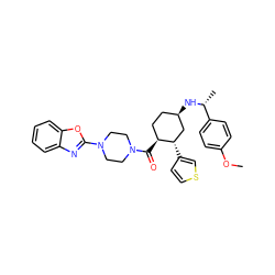 COc1ccc([C@@H](C)N[C@@H]2CC[C@H](C(=O)N3CCN(c4nc5ccccc5o4)CC3)[C@@H](c3ccsc3)C2)cc1 ZINC000073224880