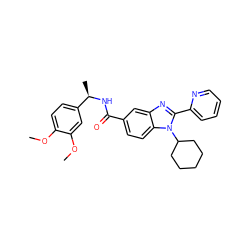 COc1ccc([C@@H](C)NC(=O)c2ccc3c(c2)nc(-c2ccccn2)n3C2CCCCC2)cc1OC ZINC000028108708