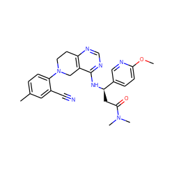 COc1ccc([C@@H](CC(=O)N(C)C)Nc2ncnc3c2CN(c2ccc(C)cc2C#N)CC3)cn1 ZINC000148219341
