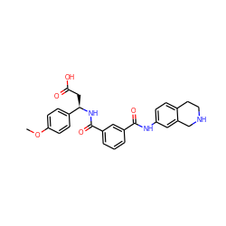 COc1ccc([C@@H](CC(=O)O)NC(=O)c2cccc(C(=O)Nc3ccc4c(c3)CNCC4)c2)cc1 ZINC000034947246