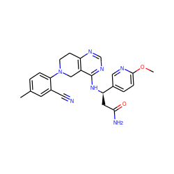 COc1ccc([C@@H](CC(N)=O)Nc2ncnc3c2CN(c2ccc(C)cc2C#N)CC3)cn1 ZINC000148181805