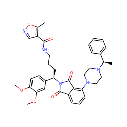 COc1ccc([C@@H](CCCNC(=O)c2cnoc2C)N2C(=O)c3cccc(N4CCN([C@H](C)c5ccccc5)CC4)c3C2=O)cc1OC ZINC000049679066