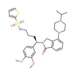 COc1ccc([C@@H](CCCNS(=O)(=O)c2cccs2)N2Cc3c(cccc3N3CCN(C(C)C)CC3)C2=O)cc1OC ZINC000049679580