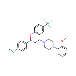 COc1ccc([C@@H](CCN2CCN(c3ccccc3OC)CC2)Oc2ccc(C(F)(F)F)cc2)cc1 ZINC000013861746