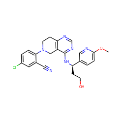 COc1ccc([C@@H](CCO)Nc2ncnc3c2CN(c2ccc(Cl)cc2C#N)CC3)cn1 ZINC000148829353