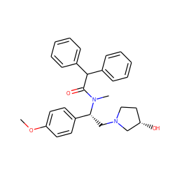 COc1ccc([C@@H](CN2CC[C@H](O)C2)N(C)C(=O)C(c2ccccc2)c2ccccc2)cc1 ZINC000027733007