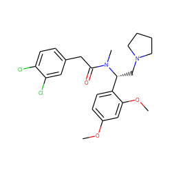 COc1ccc([C@@H](CN2CCCC2)N(C)C(=O)Cc2ccc(Cl)c(Cl)c2)c(OC)c1 ZINC000013446450