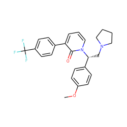 COc1ccc([C@@H](CN2CCCC2)n2cccc(-c3ccc(C(F)(F)F)cc3)c2=O)cc1 ZINC000013488445