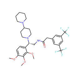 COc1ccc([C@@H](CNC(=O)Cc2cc(C(F)(F)F)cc(C(F)(F)F)c2)N2CCC(N3CCCCC3)CC2)c(OC)c1OC ZINC000027517292
