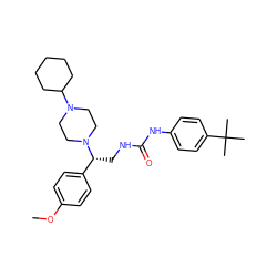 COc1ccc([C@@H](CNC(=O)Nc2ccc(C(C)(C)C)cc2)N2CCN(C3CCCCC3)CC2)cc1 ZINC000028522971