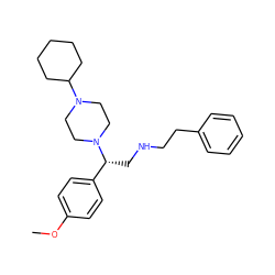 COc1ccc([C@@H](CNCCc2ccccc2)N2CCN(C3CCCCC3)CC2)cc1 ZINC000028523028