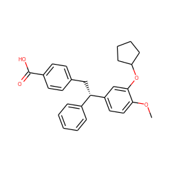 COc1ccc([C@@H](Cc2ccc(C(=O)O)cc2)c2ccccc2)cc1OC1CCCC1 ZINC000013441966