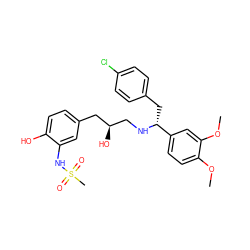 COc1ccc([C@@H](Cc2ccc(Cl)cc2)NC[C@@H](O)Cc2ccc(O)c(NS(C)(=O)=O)c2)cc1OC ZINC000028958096