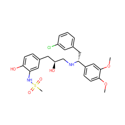 COc1ccc([C@@H](Cc2cccc(Cl)c2)NC[C@@H](O)Cc2ccc(O)c(NS(C)(=O)=O)c2)cc1OC ZINC000028958094