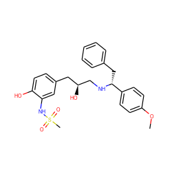 COc1ccc([C@@H](Cc2ccccc2)NC[C@@H](O)Cc2ccc(O)c(NS(C)(=O)=O)c2)cc1 ZINC000028958041