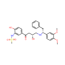 COc1ccc([C@@H](Cc2ccccc2)NC[C@H](O)CC(=O)c2ccc(O)c(NS(C)(=O)=O)c2)cc1OC ZINC000028958005