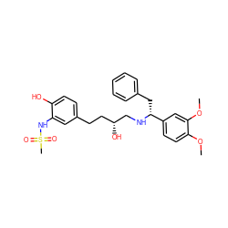 COc1ccc([C@@H](Cc2ccccc2)NC[C@H](O)CCc2ccc(O)c(NS(C)(=O)=O)c2)cc1OC ZINC000028958019