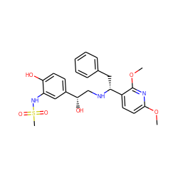 COc1ccc([C@@H](Cc2ccccc2)NC[C@H](O)c2ccc(O)c(NS(C)(=O)=O)c2)c(OC)n1 ZINC000026826755