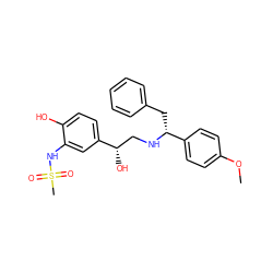 COc1ccc([C@@H](Cc2ccccc2)NC[C@H](O)c2ccc(O)c(NS(C)(=O)=O)c2)cc1 ZINC000026825887