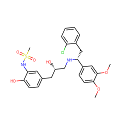 COc1ccc([C@@H](Cc2ccccc2Cl)NC[C@@H](O)Cc2ccc(O)c(NS(C)(=O)=O)c2)cc1OC ZINC000028958091