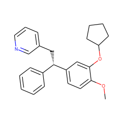 COc1ccc([C@@H](Cc2cccnc2)c2ccccc2)cc1OC1CCCC1 ZINC000013441950