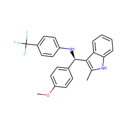 COc1ccc([C@@H](Nc2ccc(C(F)(F)F)cc2)c2c(C)[nH]c3ccccc23)cc1 ZINC000103244871